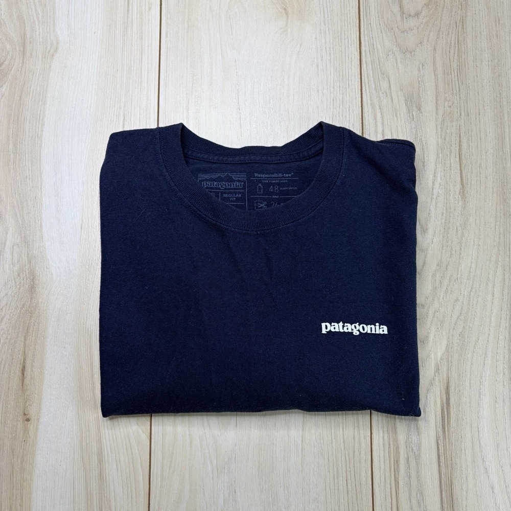 Patagonia Worn Wear Responsibili-tee Long Sleeve T Shirt Men Medium Reg Fit Navy